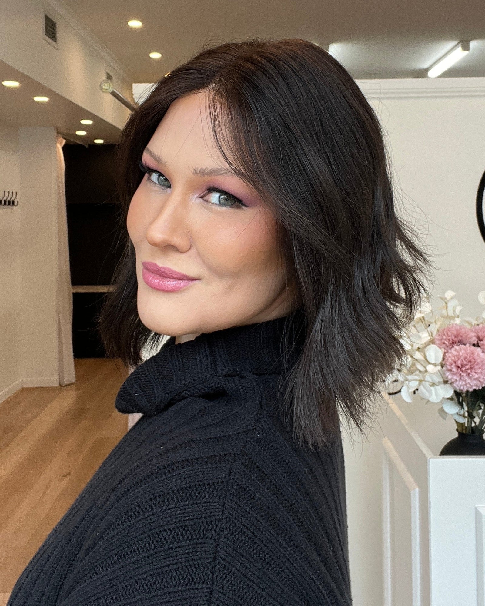 Dark brown human hair wig