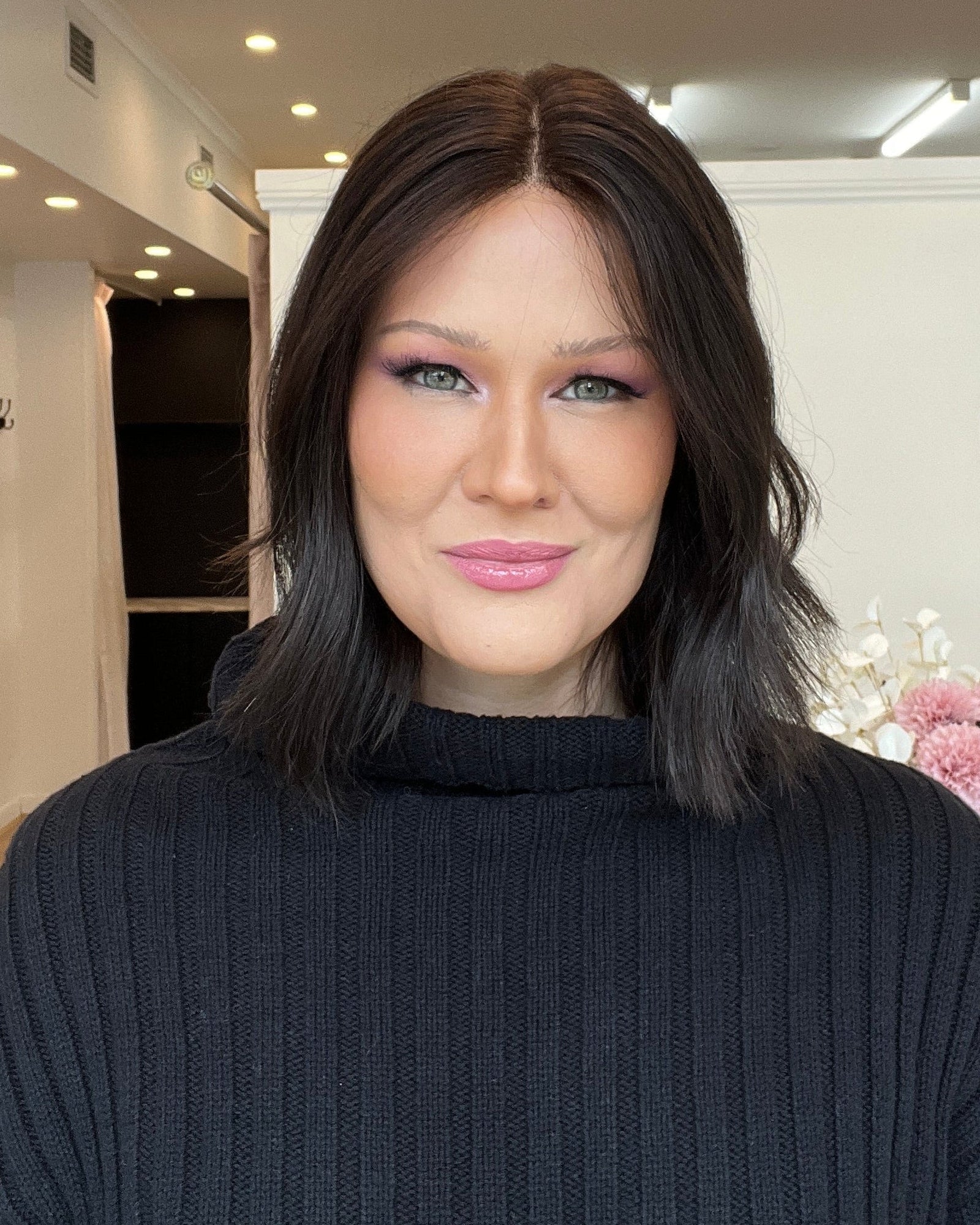 Dark brown human hair wig