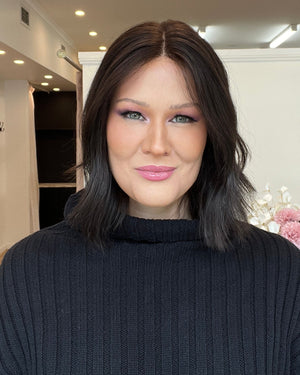 12" Amethyst dark brown human hair wig