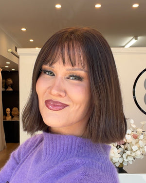 12" Luxury European Human Hair Wig - Ultra Light Density - Colour #4 + Fringe (Dark Brown)
