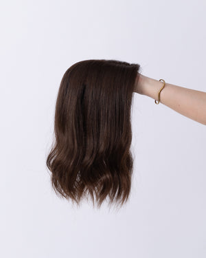 14" MINI European Human Hair Topper - #6 (Medium Brown)
