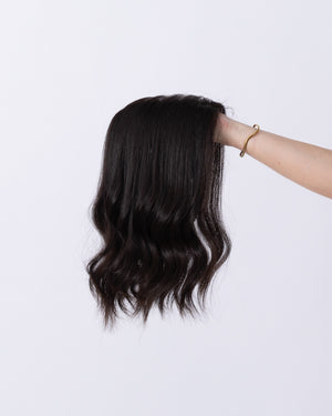 16" MINI European Human Hair Topper - #2 (Soft Black)