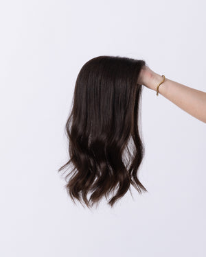 16" MINI European Human Hair Topper - #4 (Dark Brown)