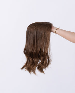 16" MINI European Human Hair Topper - #8 (Light Brown)