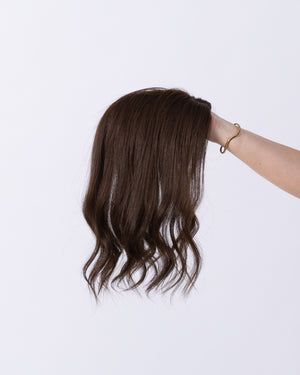 16" MINI Remy Human Hair Topper - #6 (Medium Brown)
