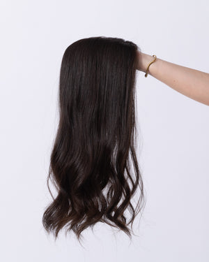 18" MINI European Human Hair Topper - #4 (Dark Brown)