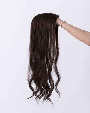 24" MINI Remy Human Hair Topper - #4 (Dark Brown)