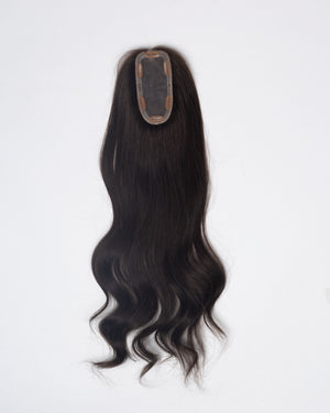 24" MINI Remy Human Hair Topper - #4 (Dark Brown)