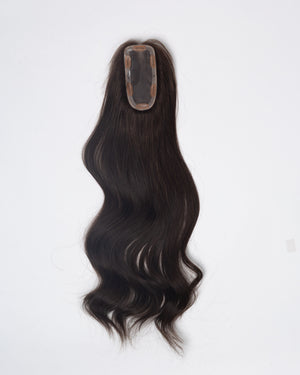 24" MINI Remy Human Hair Topper - #6 (Medium Brown)