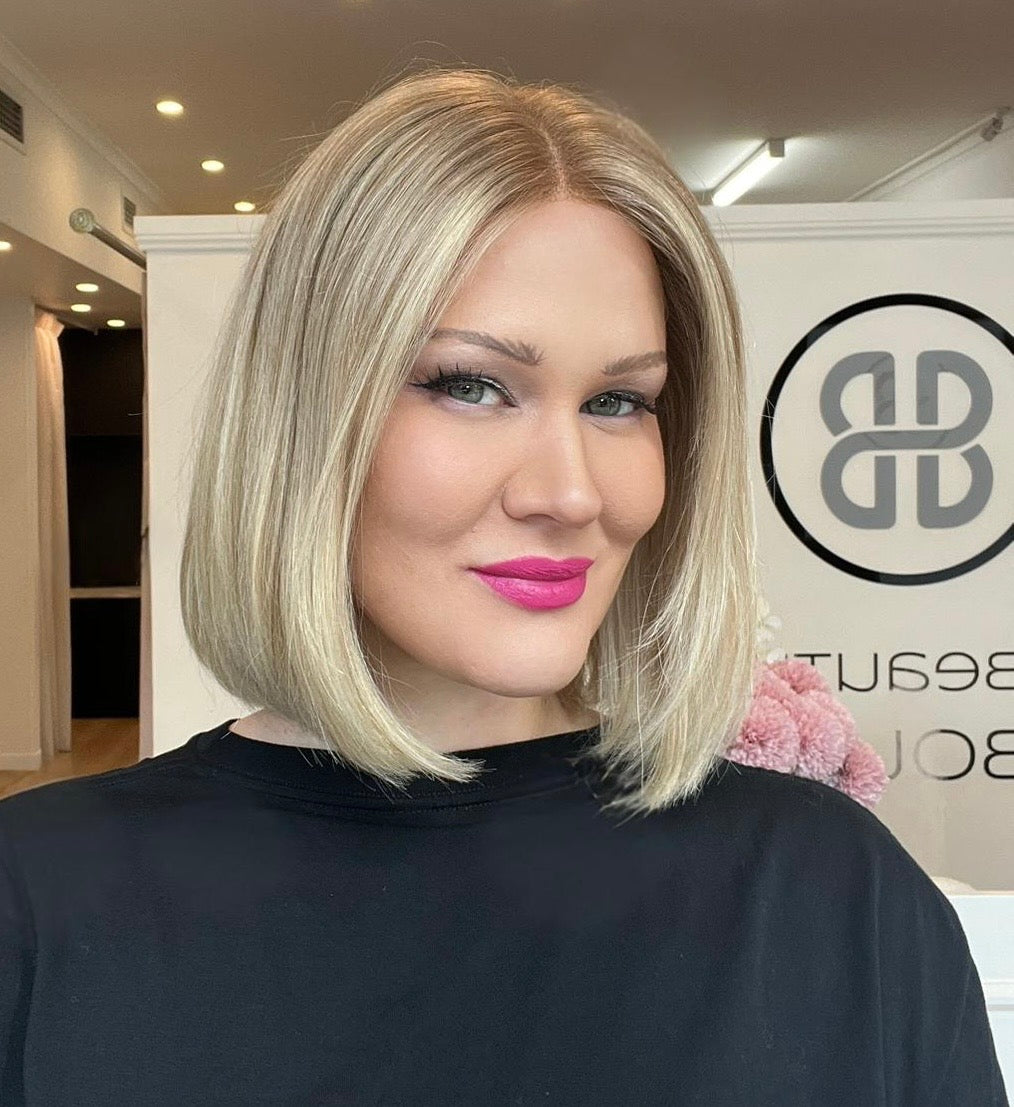 12" Platinum Lace Collection Wig - Luxury EUROPEAN Human Hair Wig - SUNSTONE