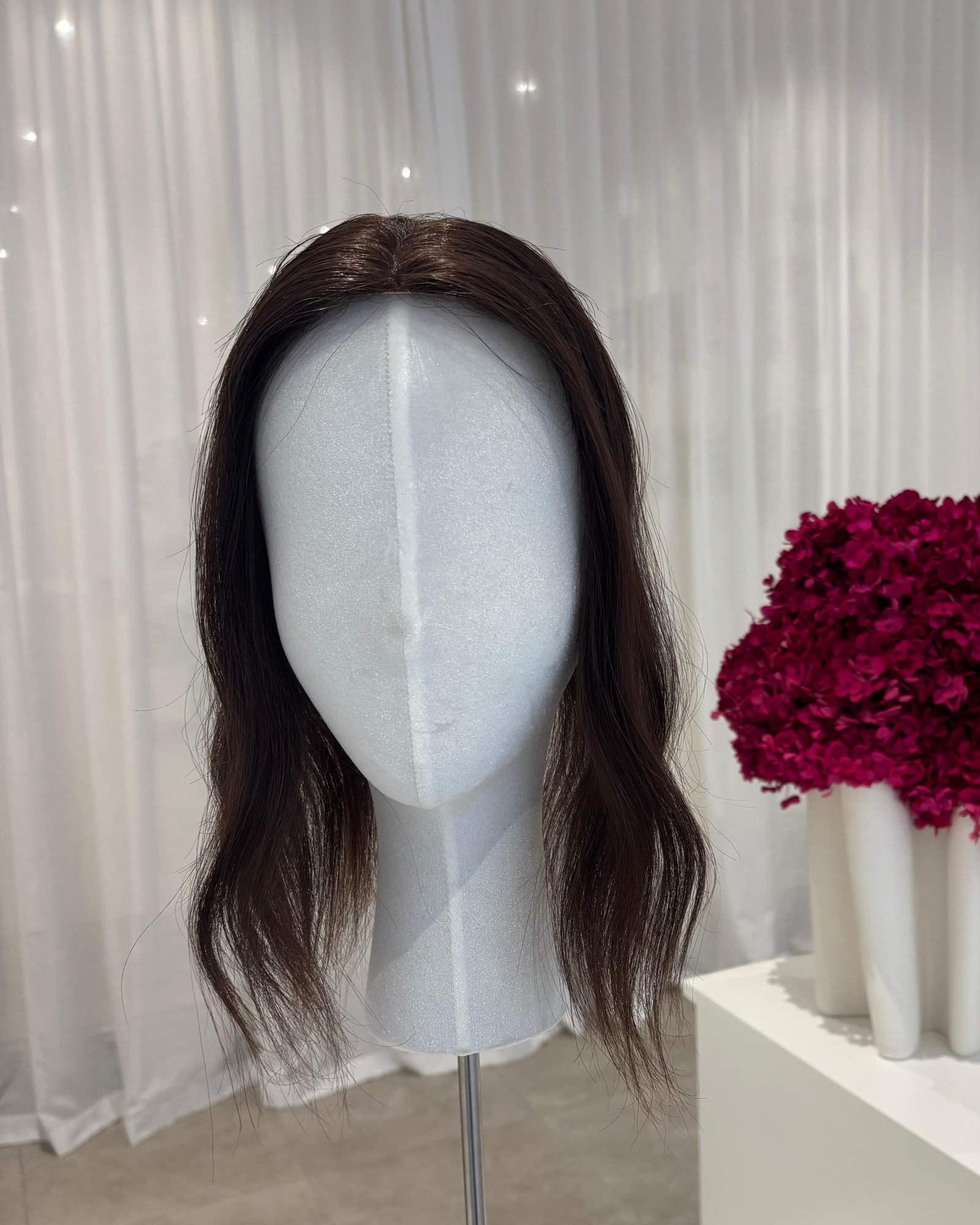 14" MINI Luxury European Human Hair Topper - #4 Dark Brown