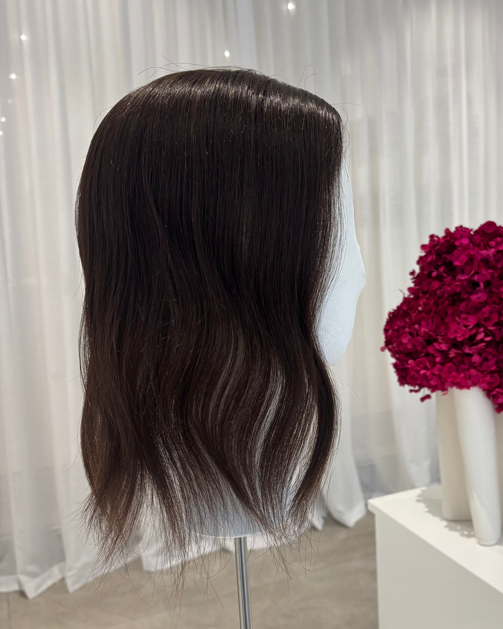 14" MINI Luxury European Human Hair Topper - #4 Dark Brown