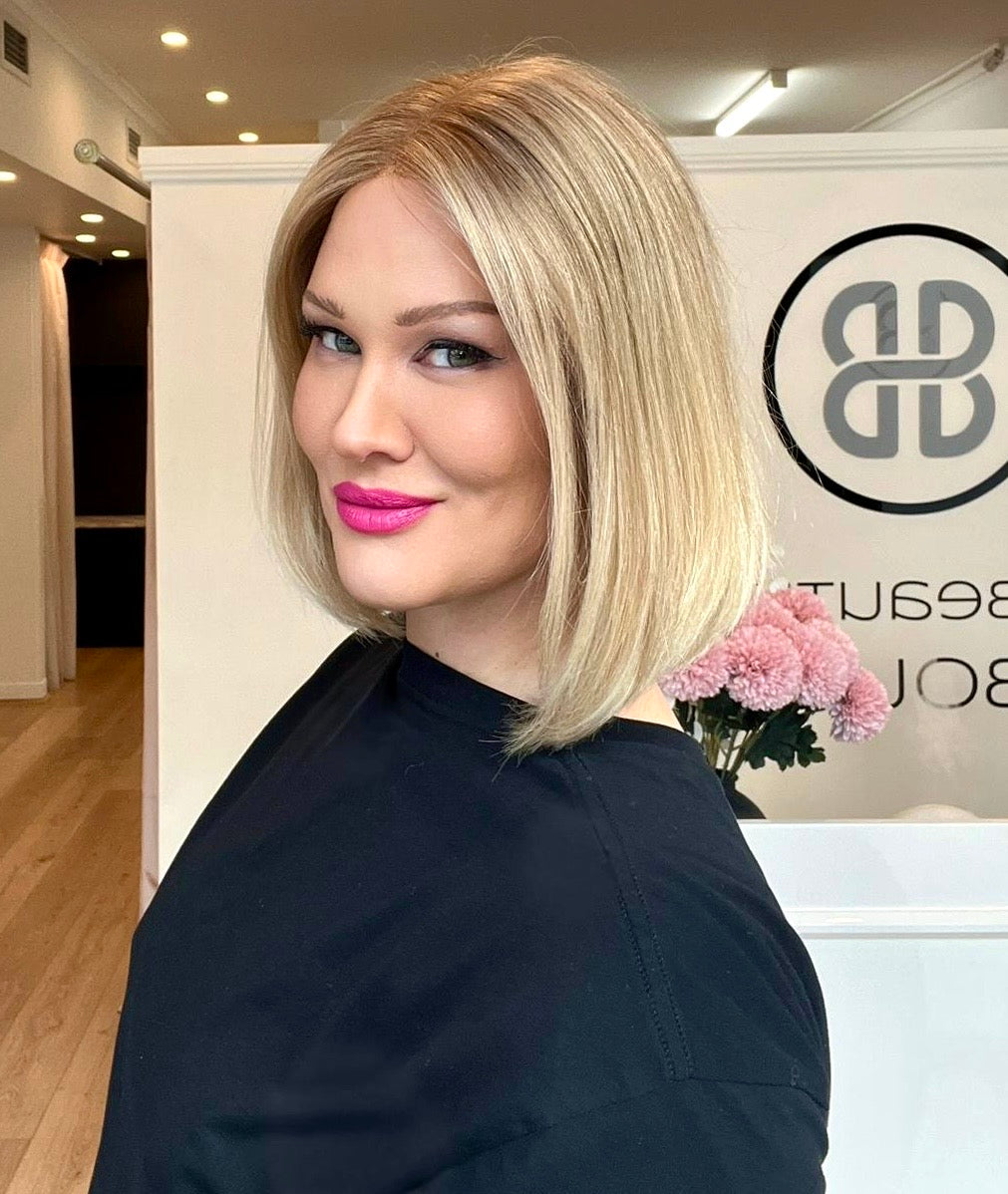 12" Platinum Lace Collection Wig - Luxury EUROPEAN Human Hair Wig - SUNSTONE