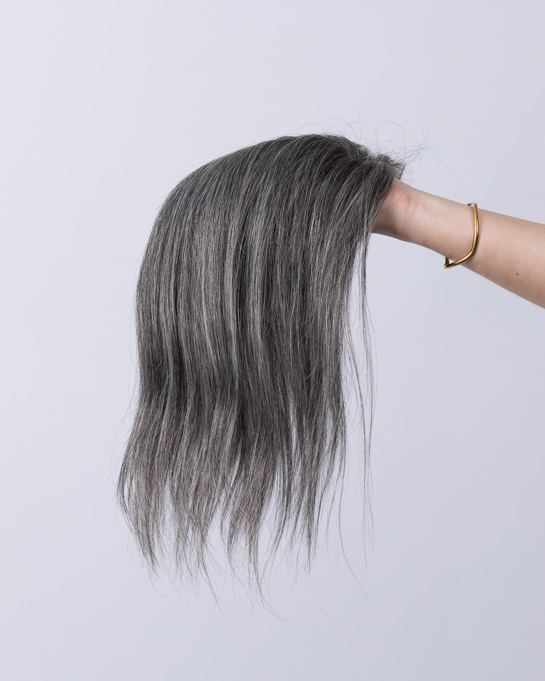 14" Micro Natural Grey European Hair Topper - #1B50