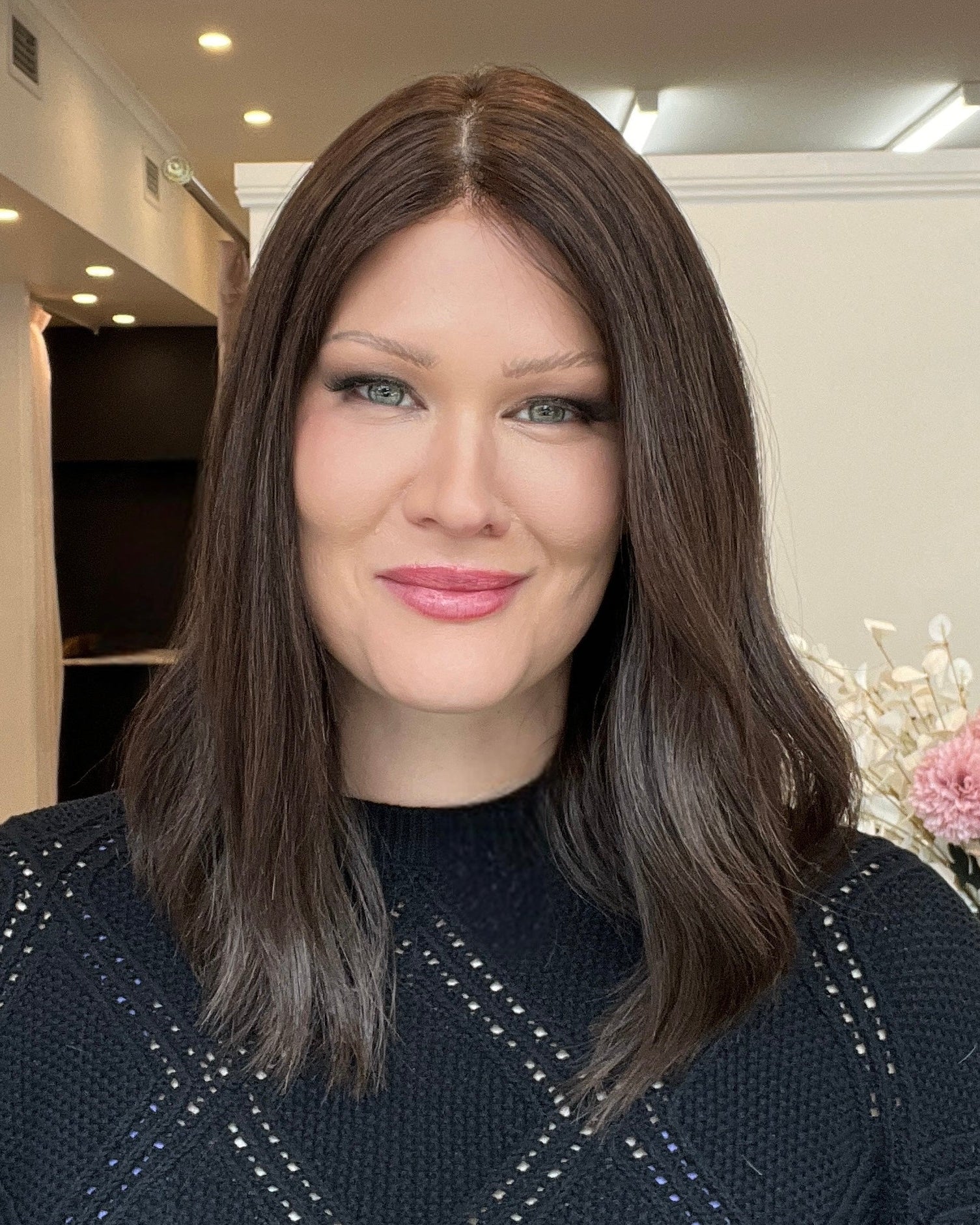 16" Premium Remy Human Hair Wig - Ultra Light Density - Dark Brown