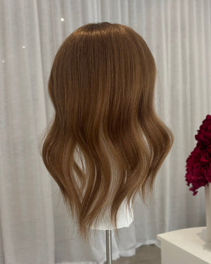 14" MICRO Luxury European Human Hair Topper - #8 Light Brown