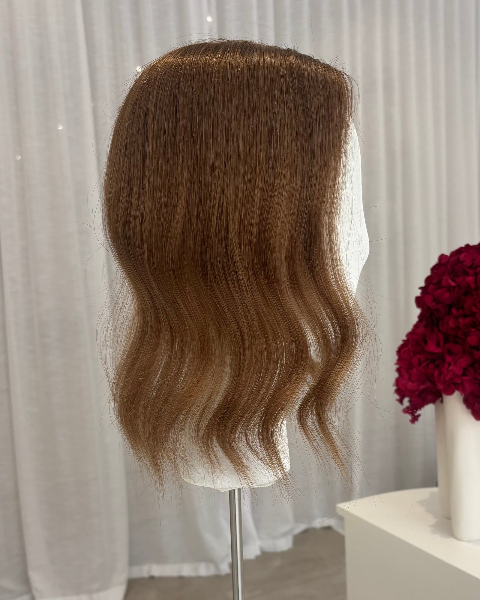 14" MICRO Luxury European Human Hair Topper - #8 Light Brown