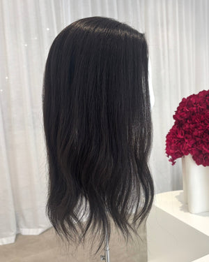 16" MIDI Luxury European Human Hair Topper - #1B Natural Black