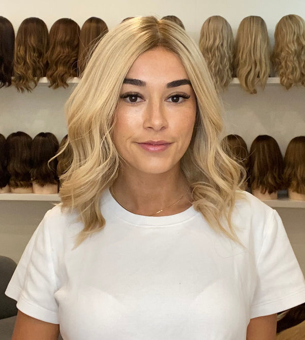 Premium Remy Human Hair Wig Ultra Light Density Light Golden Blond