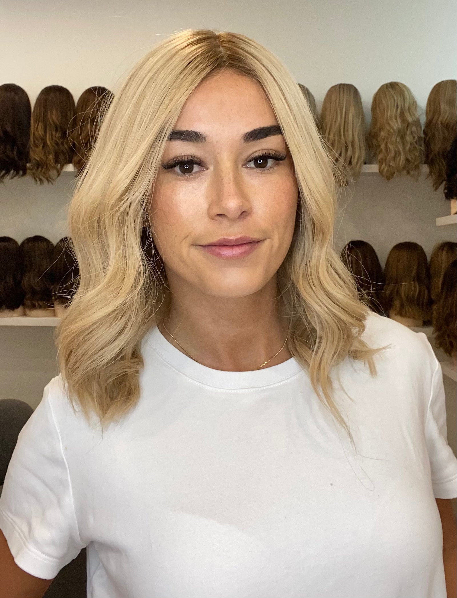 16" Premium Remy Human Hair Wig - Ultra Light Density - Light Golden Blonde