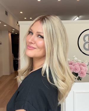 18-20" Layered Luxury European Human Hair Wig - Ultra Light Density - GOLDIE