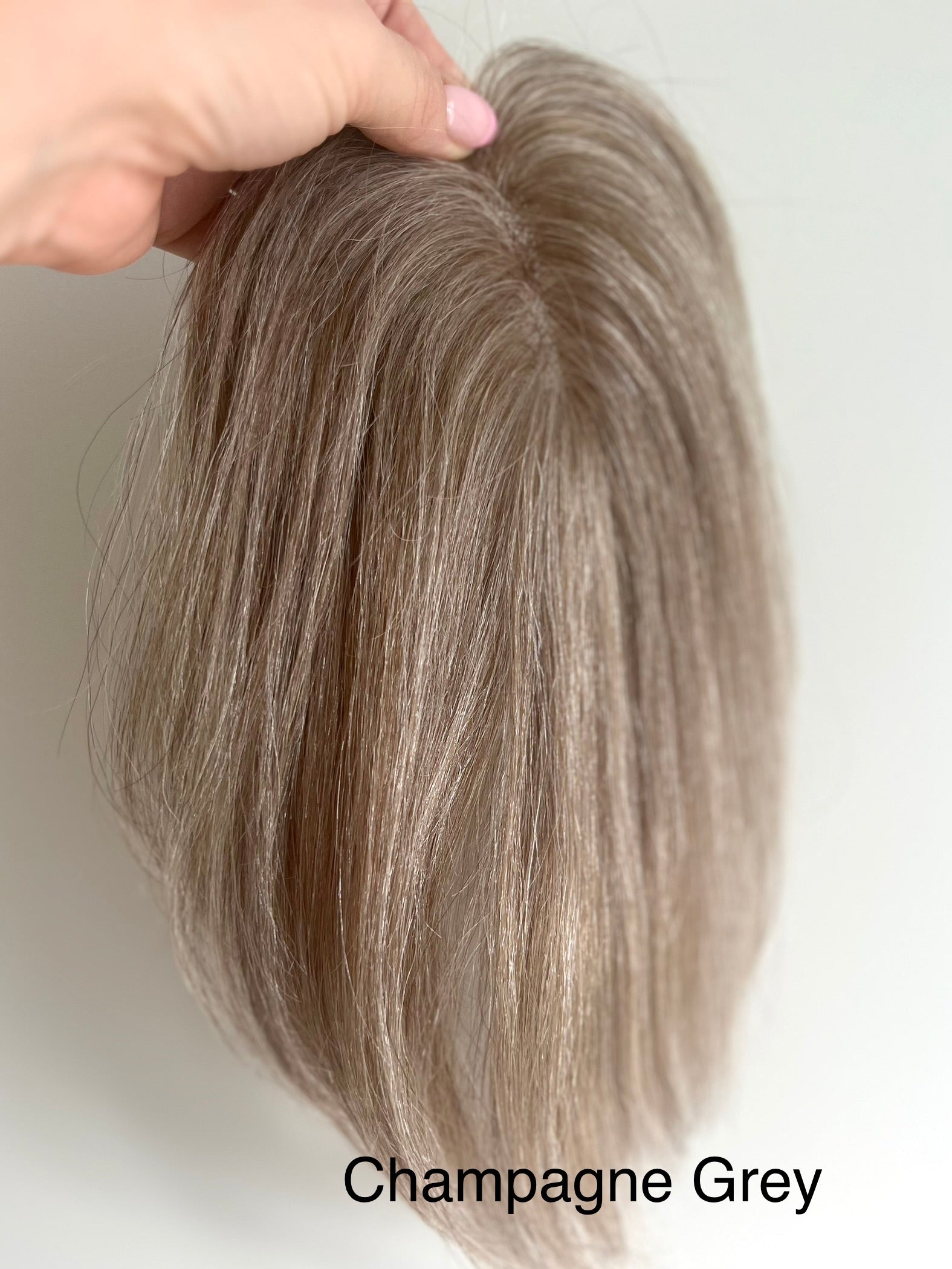 10" Premium Remy Human Hair - MICRO Topper - Champagne Grey