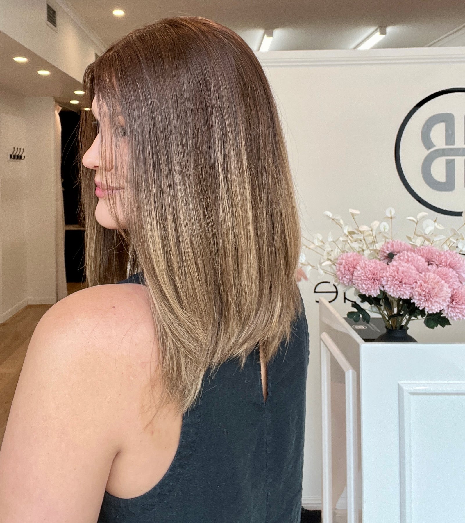 16" Premium Remy Human Hair Wig - Ultra Light Density -  Medium Brown with Balayage