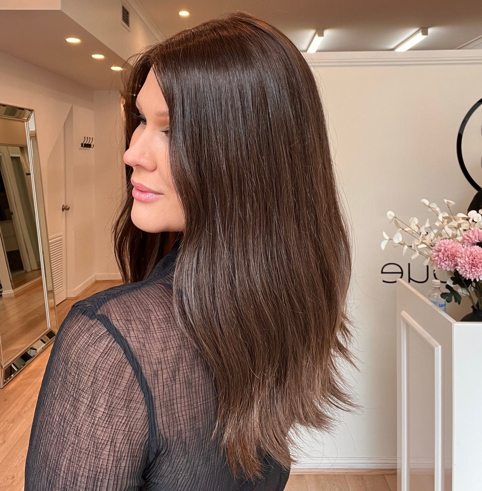 18" Luxury European Human Hair Wig - Ultra Light Density - Colour #4 (Dark Brown)