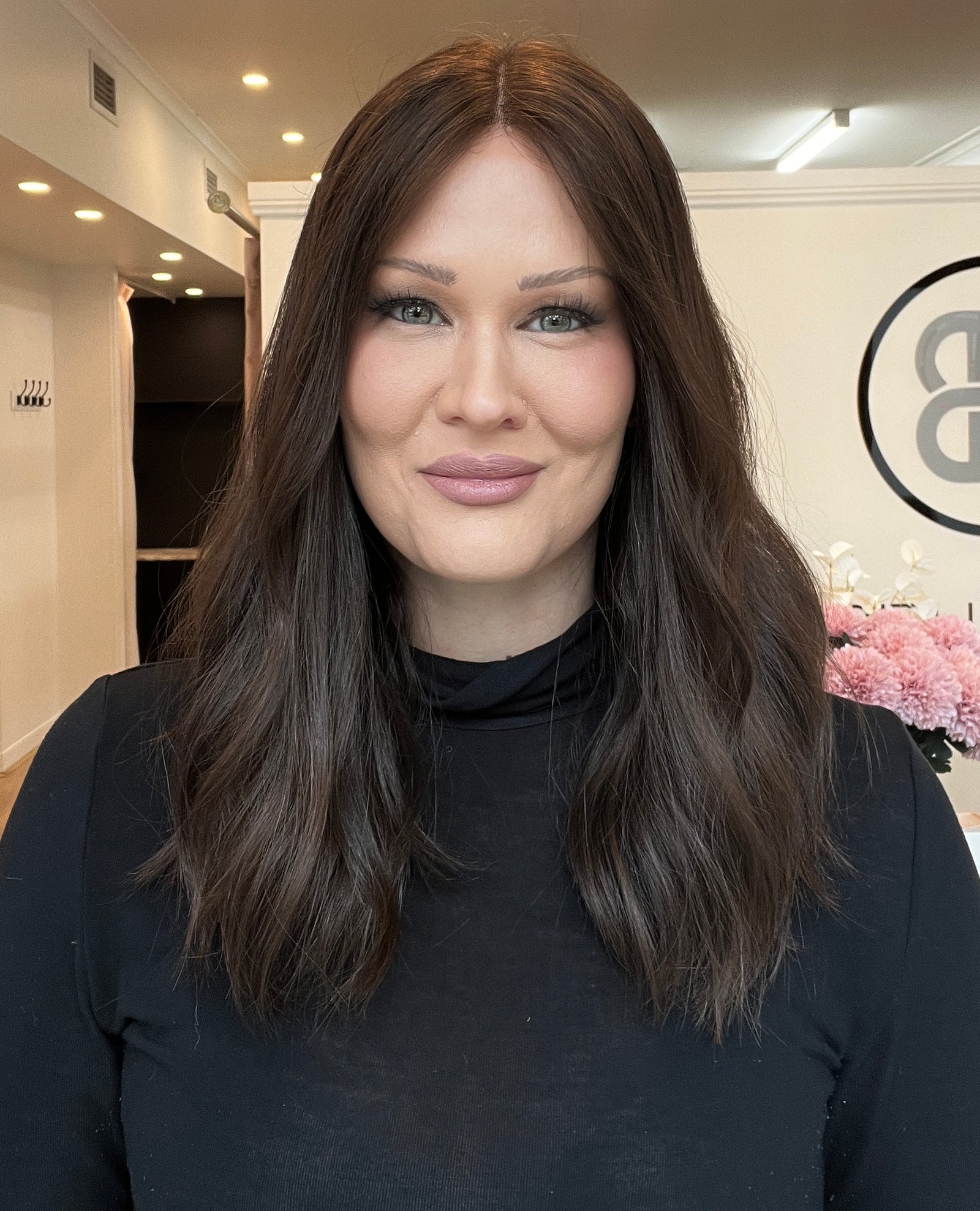 18" Platinum Lace Collection Wig - Luxury EUROPEAN Human Hair - Dark Brown #4