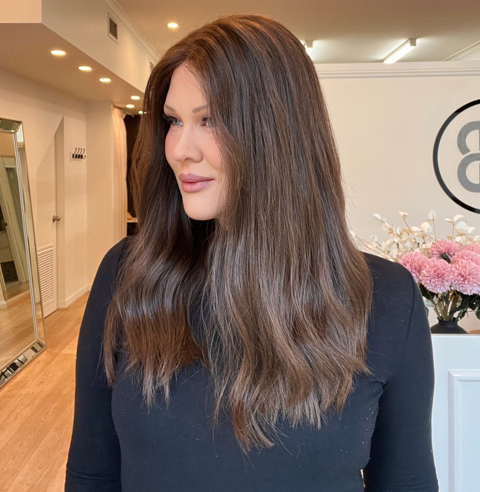 20" Platinum Lace Collection Wig - Luxury EUROPEAN Human Hair - Medium Brown #6