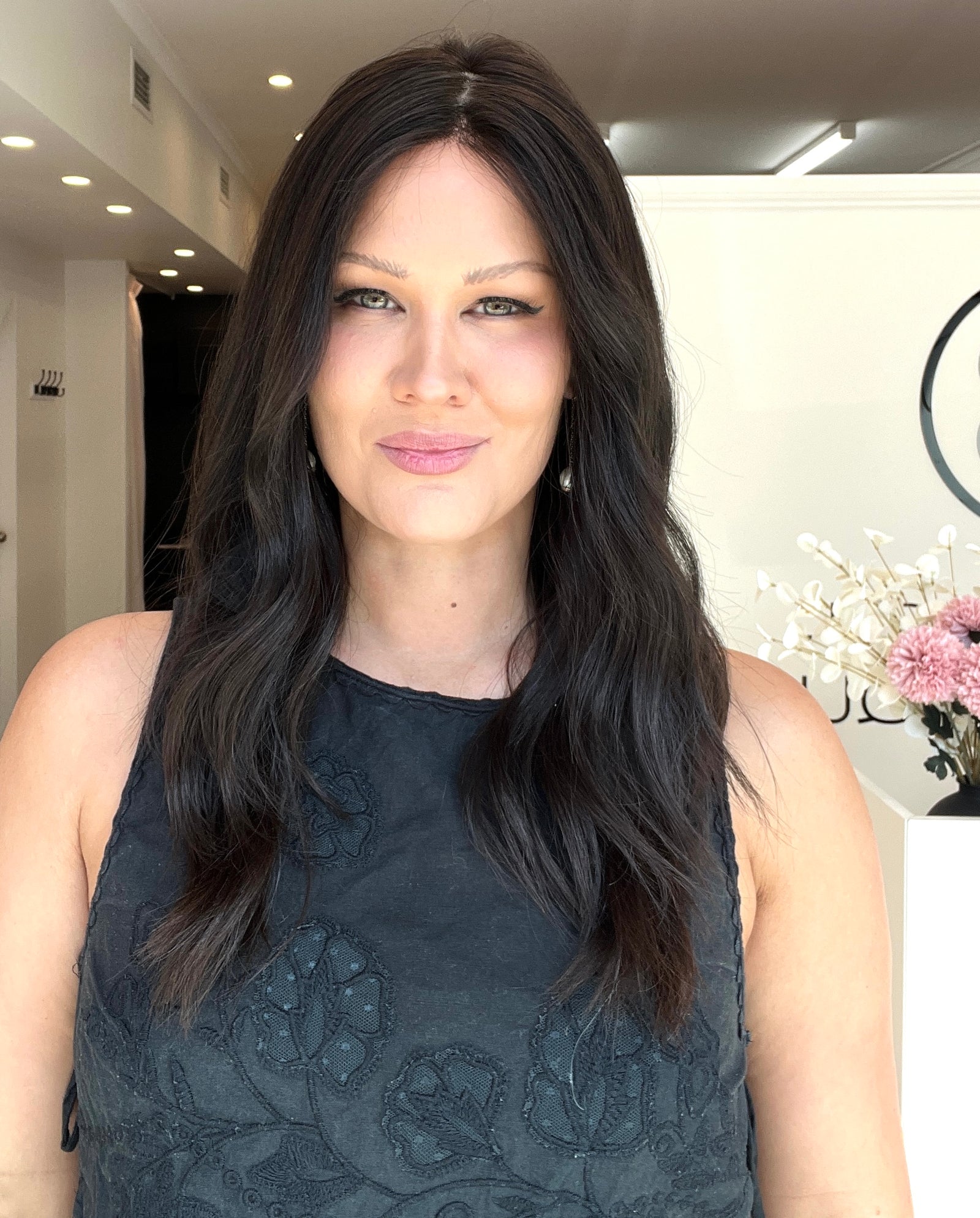 22" Premium Remy Human Hair Wig - Light Density - Soft Black