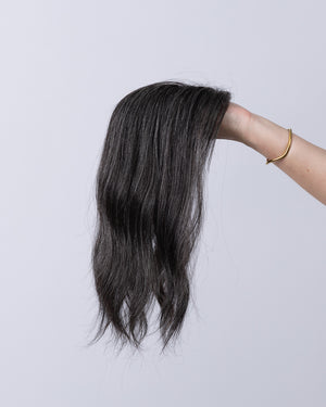 14" Micro Natural Grey European Hair Topper - #1B30