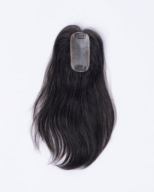 14" Micro Natural Grey European Hair Topper - #1B30