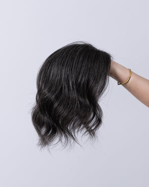 14" MINI Natural Grey European Hair Topper - #1B30
