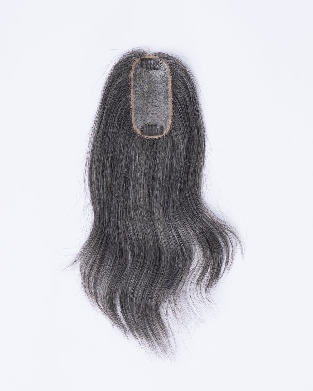 14" Micro Natural Grey European Hair Topper - #1B50