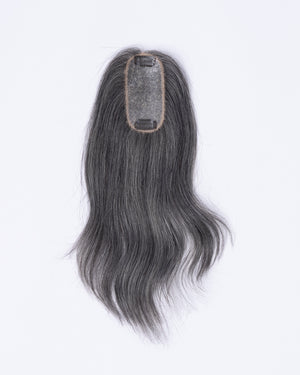 14" Micro Natural Grey European Hair Topper - #1B50