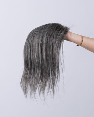 14" MINI Natural Grey European Hair Topper - #1B50