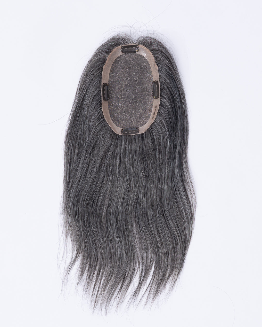 14" MINI Natural Grey European Hair Topper - #1B50