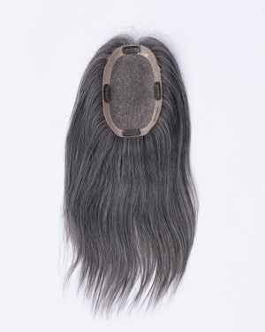 14" MINI Natural Grey European Hair Topper - #1B50