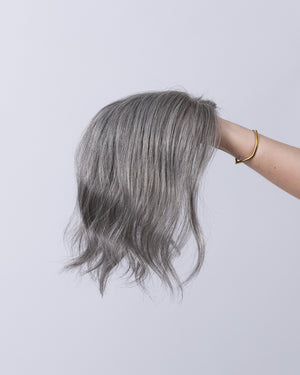 14" MINI Natural Grey European Hair Topper - #1B70