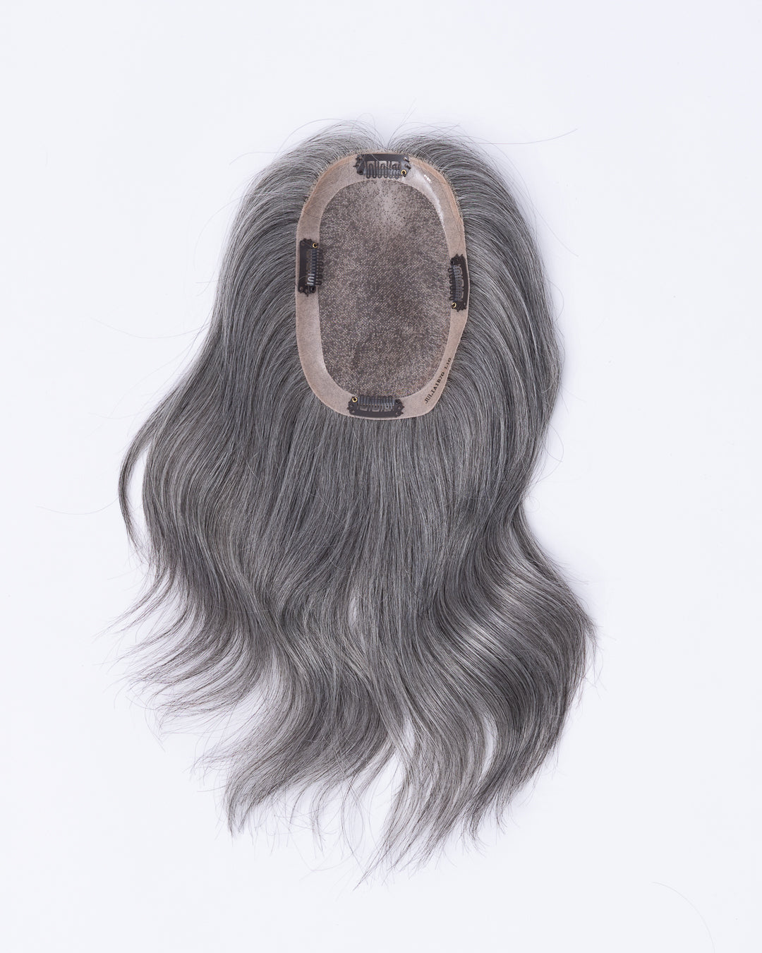 14" MINI Natural Grey European Hair Topper - #1B70
