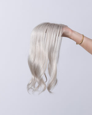 14" Micro Natural Grey European Hair Topper - #1B90