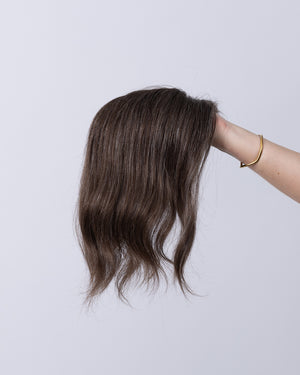 14" MINI Natural Grey European Hair Topper - #630