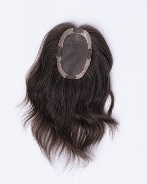 14" MINI Natural Grey European Hair Topper - #630