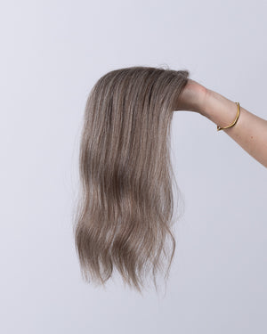 14" Micro Natural Grey European Hair Topper - #650