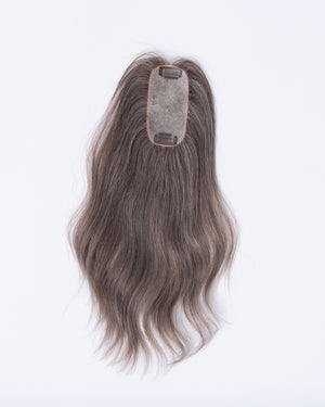 14" Micro Natural Grey European Hair Topper - #650