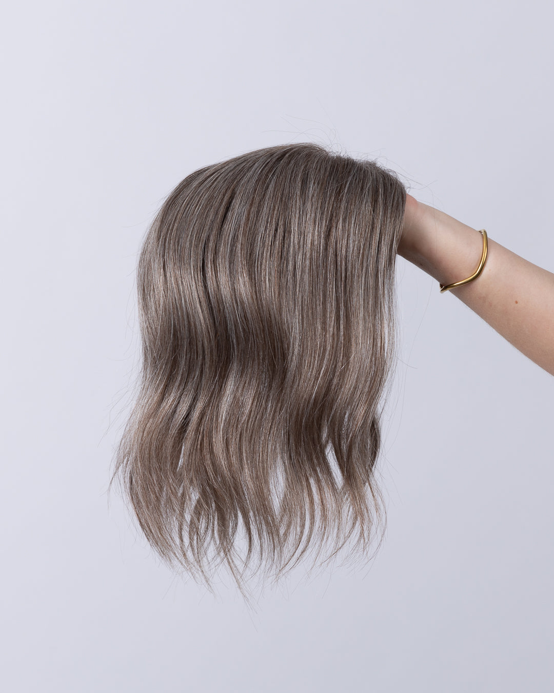 14" MINI Natural Grey European Hair Topper - #650