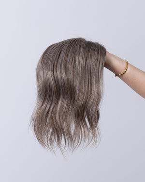 14" MINI Natural Grey European Hair Topper - #650