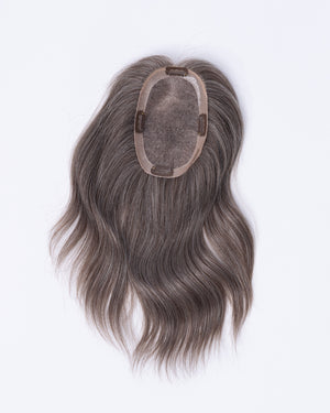 14" MINI Natural Grey European Hair Topper - #650