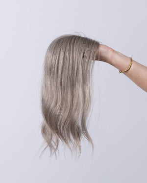 14" Micro Natural Grey European Hair Topper - #670